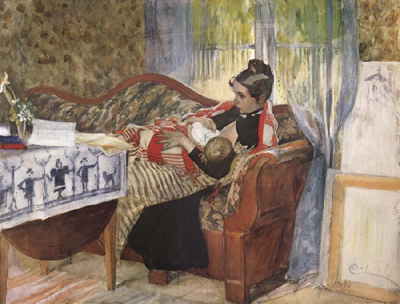 Carl Larsson A Mother-s Thoughts Spain oil painting art